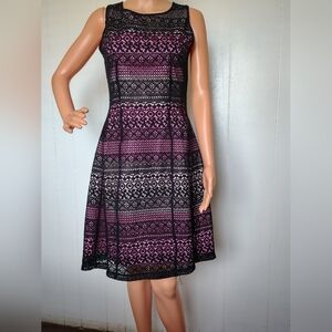New York & Company Black and Pink Lace Dress Size 2